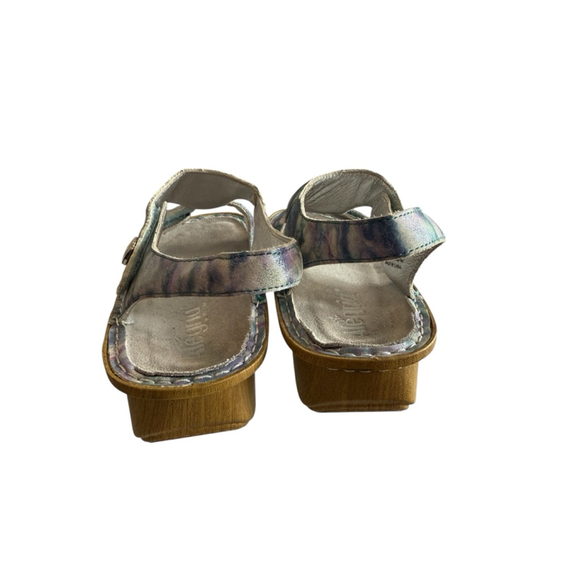 Alegria Kendra Leather T Strap Sandals Blue Pattern Size 8-8.5 - Picture 6 of 8